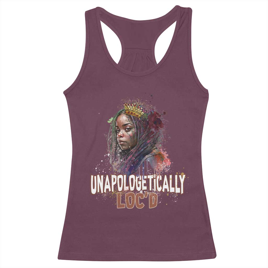 Black Locs Girl Racerback Tank Top Unapologetically Locd Hair Melanin Queen TS02 Maroon Print Your Wear