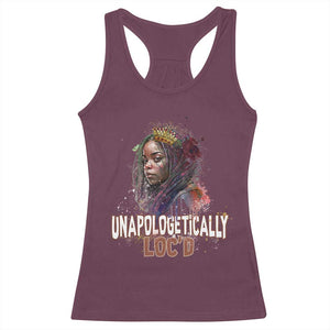 Black Locs Girl Racerback Tank Top Unapologetically Locd Hair Melanin Queen TS02 Maroon Print Your Wear