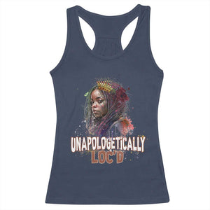 Black Locs Girl Racerback Tank Top Unapologetically Locd Hair Melanin Queen TS02 Navy Print Your Wear