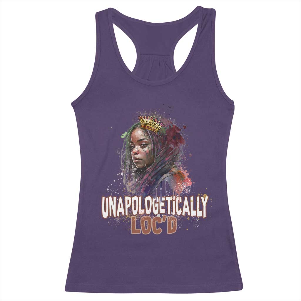 Black Locs Girl Racerback Tank Top Unapologetically Locd Hair Melanin Queen TS02 Purple Print Your Wear