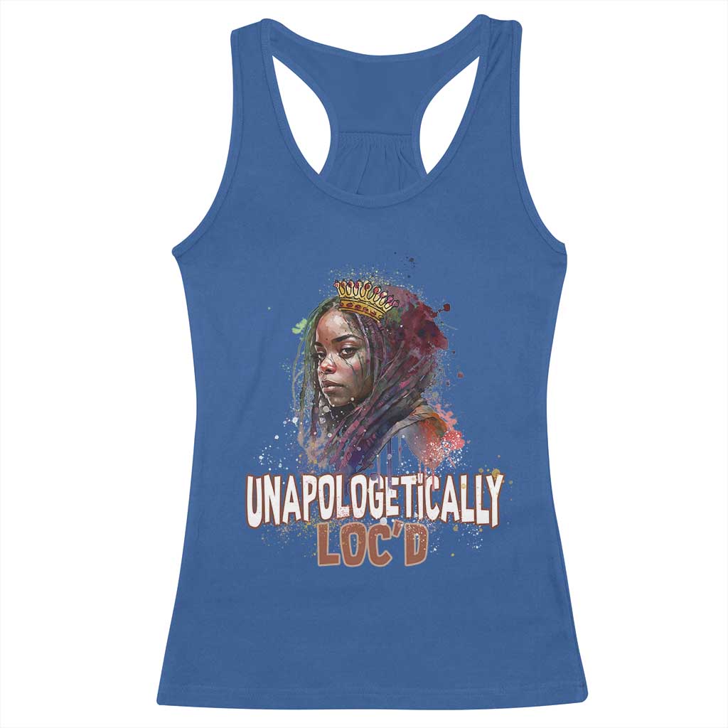 Black Locs Girl Racerback Tank Top Unapologetically Locd Hair Melanin Queen TS02 Royal Blue Print Your Wear