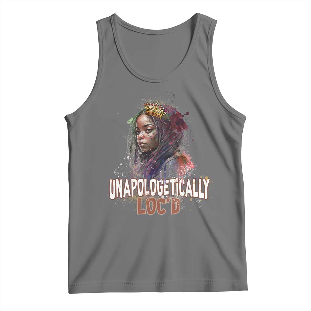 Black Locs Girl Tank Top Unapologetically Locd Hair Melanin Queen TS02 Black Heather Print Your Wear
