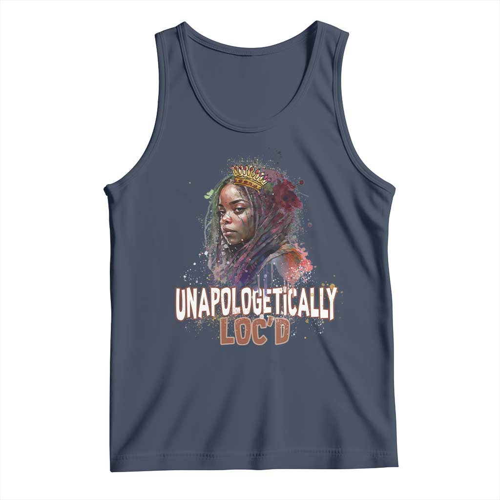 Black Locs Girl Tank Top Unapologetically Locd Hair Melanin Queen TS02 Navy Print Your Wear