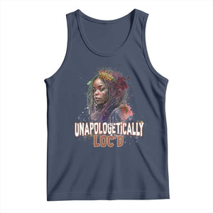 Black Locs Girl Tank Top Unapologetically Locd Hair Melanin Queen TS02 Navy Print Your Wear