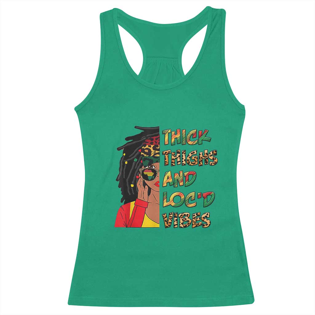 Black Locs Girl Racerback Tank Top Thick Thighs And Locd Vibes African Melanin Women TS02 Irish Green Print Your Wear