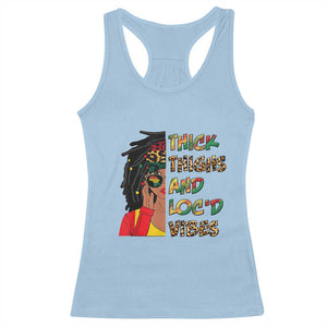 Black Locs Girl Racerback Tank Top Thick Thighs And Locd Vibes African Melanin Women TS02 Light Blue Print Your Wear