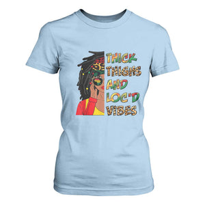 Black Locs Girl T Shirt For Women Thick Thighs And Locd Vibes African Melanin Women TS02 Light Blue Print Your Wear