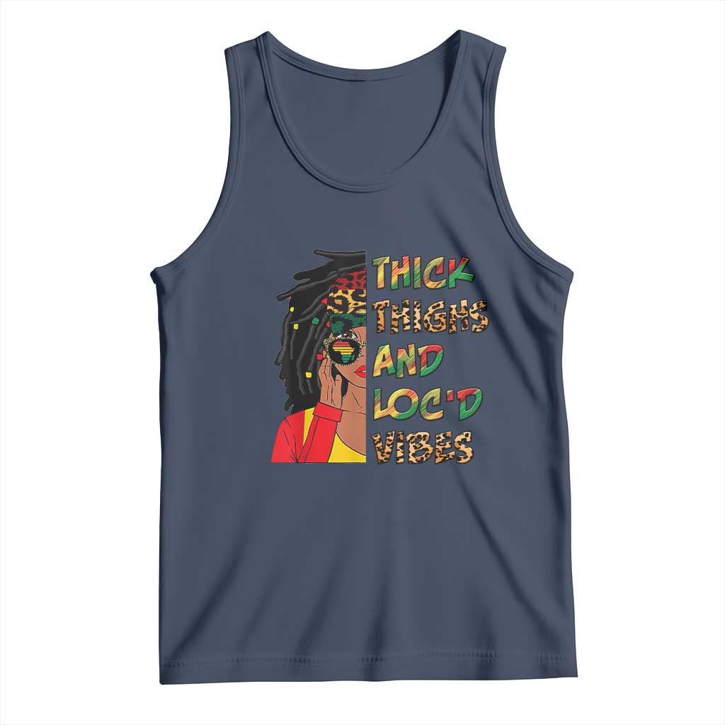 Black Locs Girl Tank Top Thick Thighs And Locd Vibes African Melanin Women TS02 Navy Print Your Wear