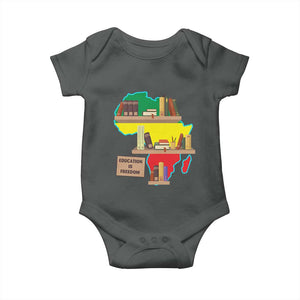 Education Is Freedom Baby Onesie Teach Black History Educated African American TS02 Dark Heather Print Your Wear