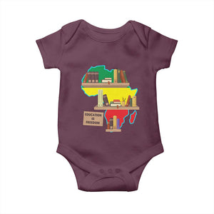 Education Is Freedom Baby Onesie Teach Black History Educated African American TS02 Maroon Print Your Wear