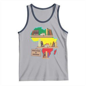 Education Is Freedom Tank Top Teach Black History Educated African American TS02 Athletic Heather Navy Print Your Wear