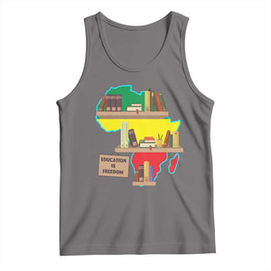 Education Is Freedom Tank Top Teach Black History Educated African American TS02 Deep Heather Print Your Wear
