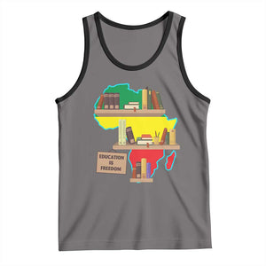 Education Is Freedom Tank Top Teach Black History Educated African American TS02 Deep Heather Black Print Your Wear