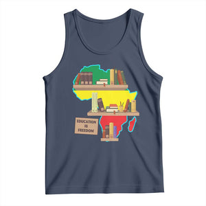 Education Is Freedom Tank Top Teach Black History Educated African American TS02 Navy Print Your Wear