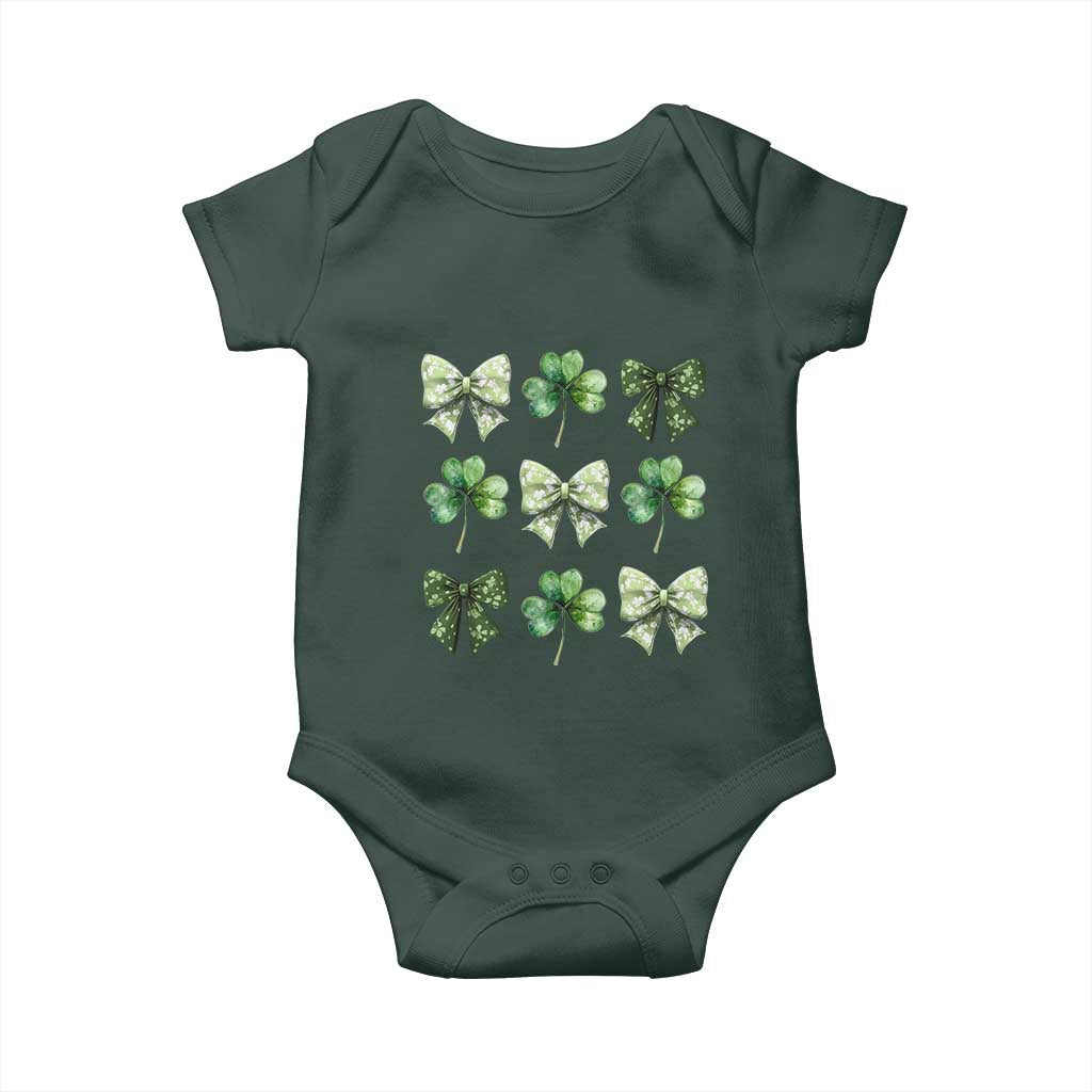 St Patricks Day Coquette Bow Baby Onesie Lucky Shamrock Aesthetic TS02 Print Your Wear