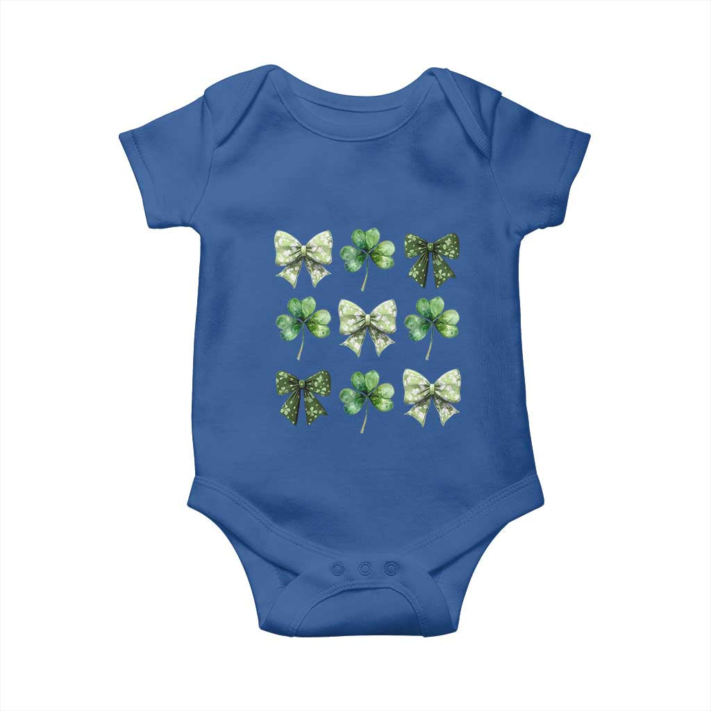 St Patricks Day Coquette Bow Baby Onesie Lucky Shamrock Aesthetic TS02 Royal Blue Print Your Wear