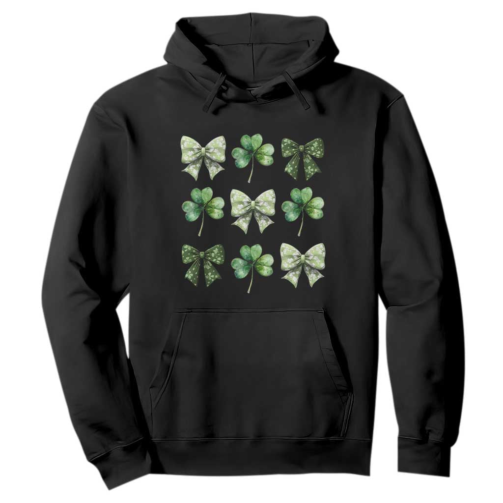 St Patricks Day Coquette Bow Hoodie Lucky Shamrock Aesthetic TS02 Black Print Your Wear