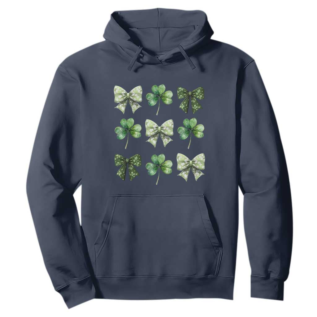 St Patricks Day Coquette Bow Hoodie Lucky Shamrock Aesthetic TS02 Navy Print Your Wear