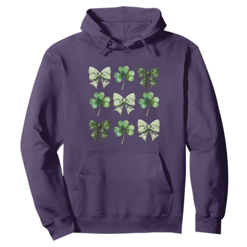 St Patricks Day Coquette Bow Hoodie Lucky Shamrock Aesthetic TS02 Purple Print Your Wear