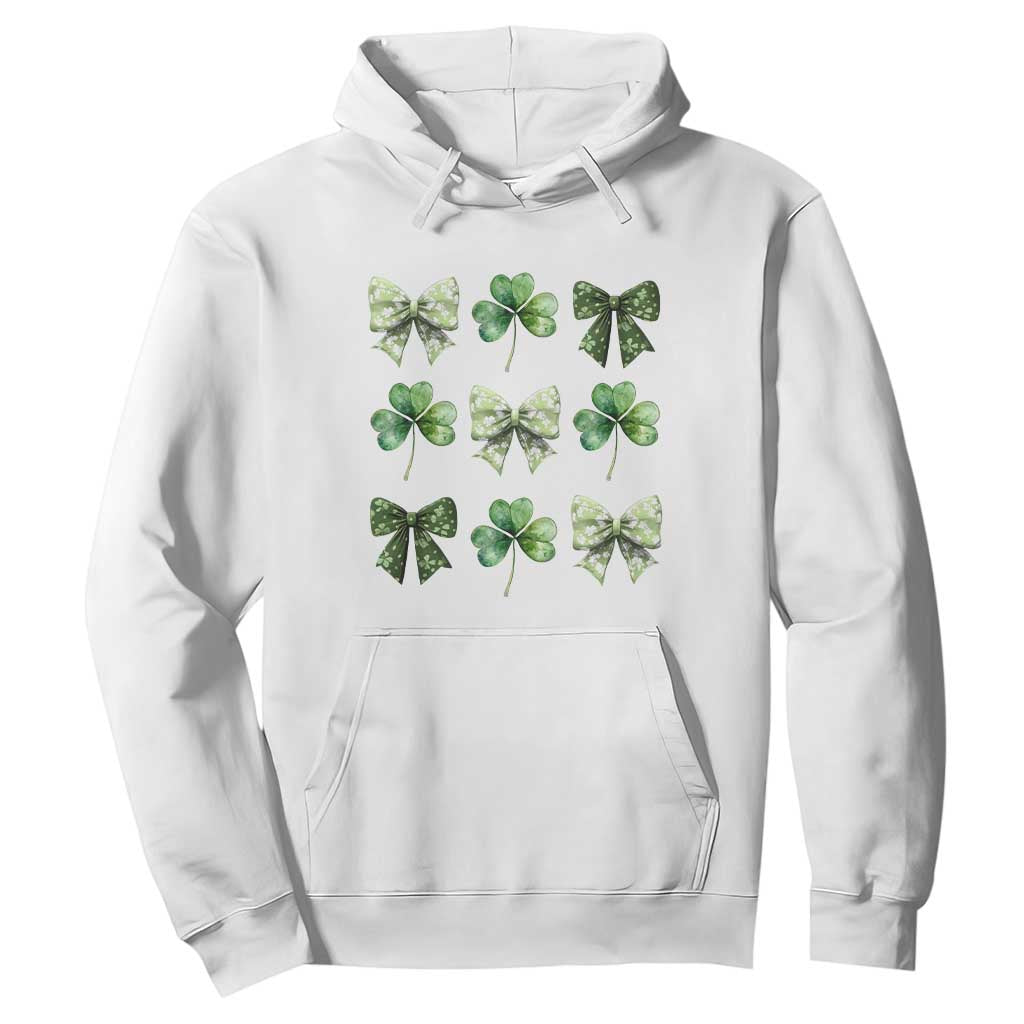 St Patricks Day Coquette Bow Hoodie Lucky Shamrock Aesthetic TS02 White Print Your Wear
