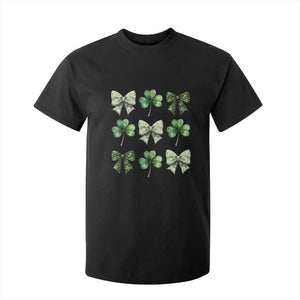 St Patricks Day Coquette Bow T Shirt For Kid Lucky Shamrock Aesthetic TS02 Black Print Your Wear