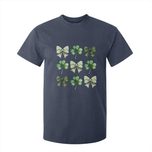 St Patricks Day Coquette Bow T Shirt For Kid Lucky Shamrock Aesthetic TS02 Navy Print Your Wear