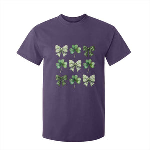 St Patricks Day Coquette Bow T Shirt For Kid Lucky Shamrock Aesthetic TS02 Purple Print Your Wear
