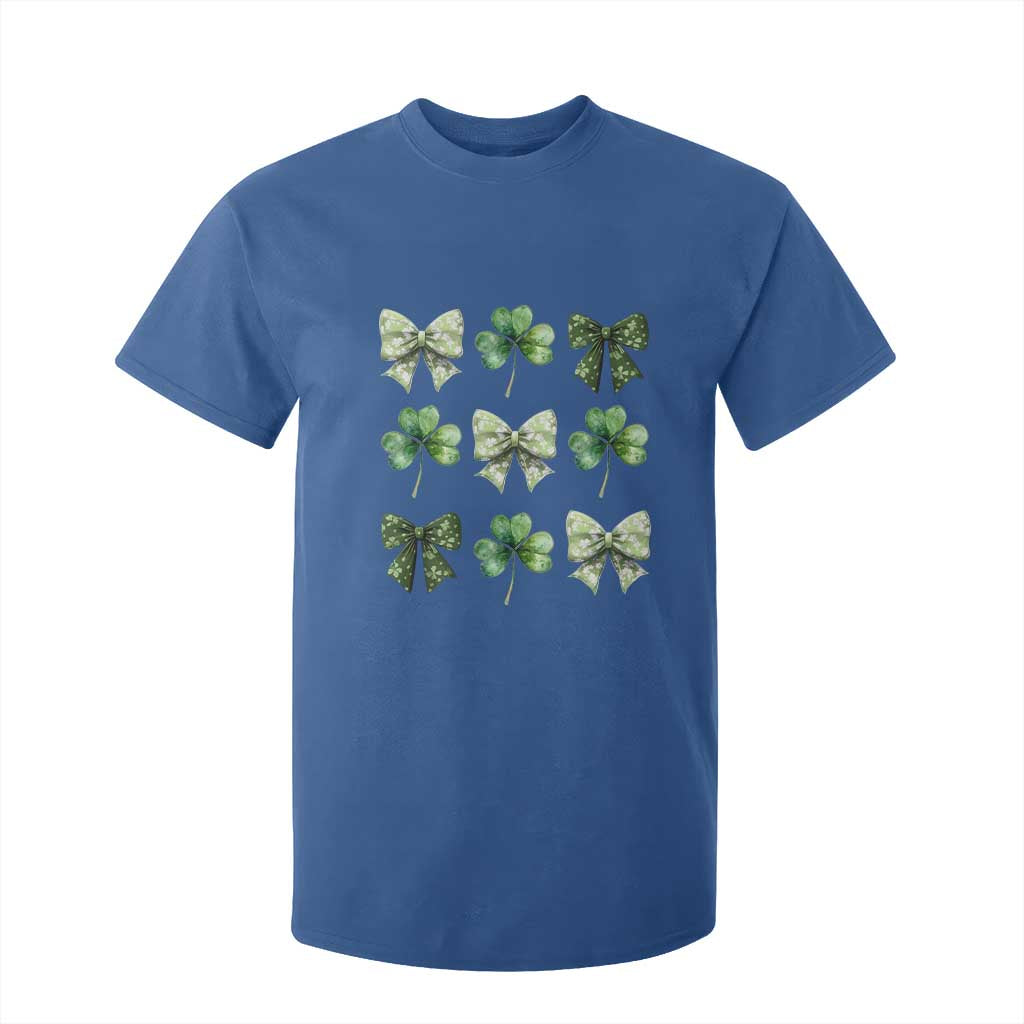 St Patricks Day Coquette Bow T Shirt For Kid Lucky Shamrock Aesthetic TS02 Royal Blue Print Your Wear