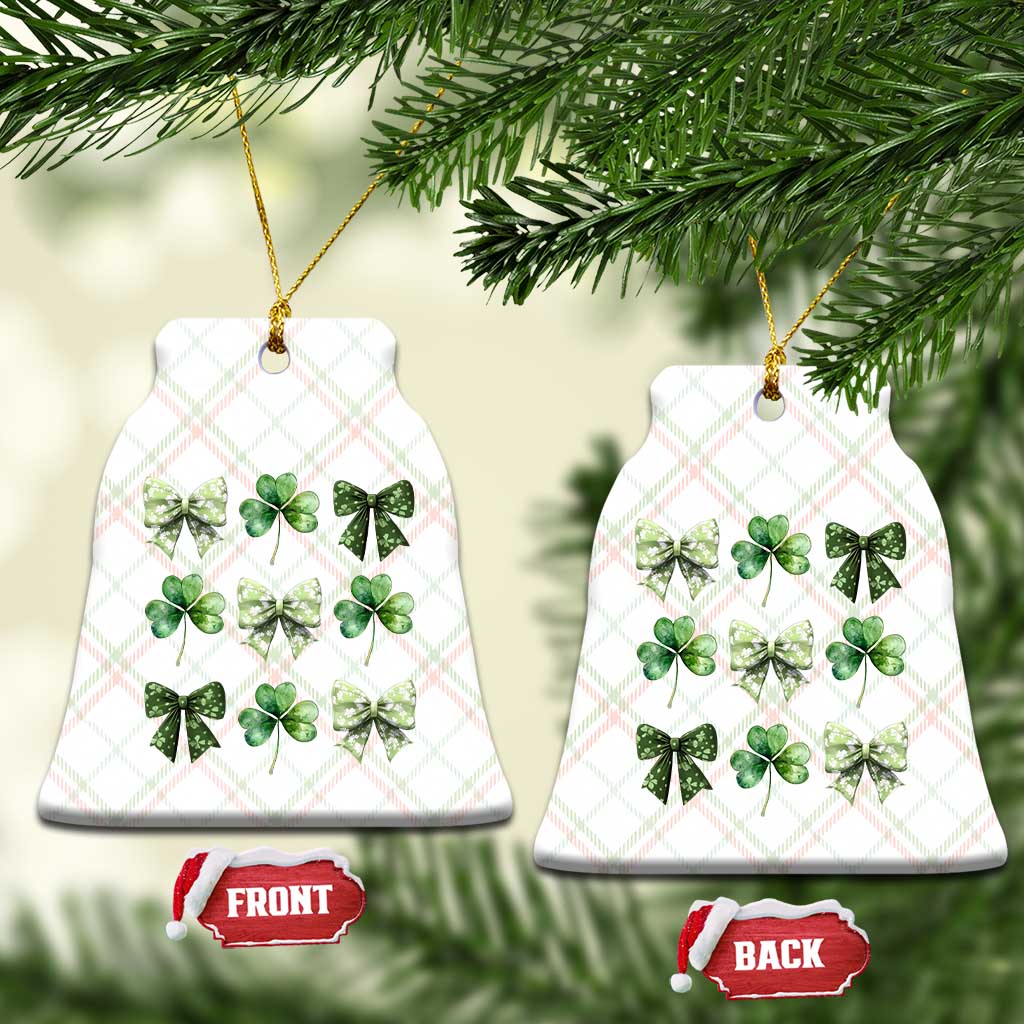 St Patricks Day Coquette Bow Ceramic Ornament Lucky Shamrock Aesthetic TS02 Print Your Wear