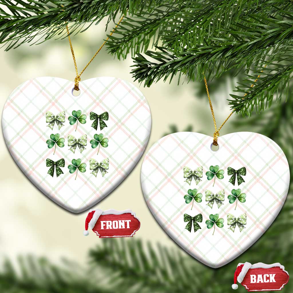 St Patricks Day Coquette Bow Ceramic Ornament Lucky Shamrock Aesthetic TS02 Print Your Wear
