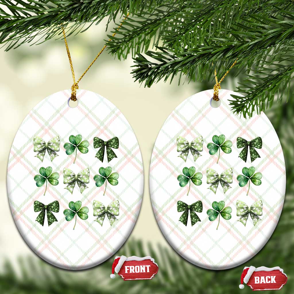 St Patricks Day Coquette Bow Ceramic Ornament Lucky Shamrock Aesthetic TS02 Print Your Wear