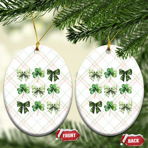 St Patricks Day Coquette Bow Ceramic Ornament Lucky Shamrock Aesthetic TS02 Print Your Wear