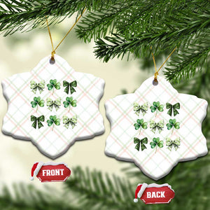 St Patricks Day Coquette Bow Ceramic Ornament Lucky Shamrock Aesthetic TS02 Print Your Wear