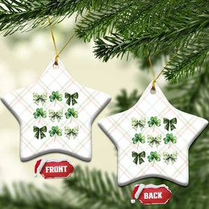 St Patricks Day Coquette Bow Ceramic Ornament Lucky Shamrock Aesthetic TS02 Print Your Wear