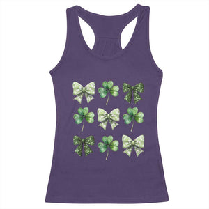 St Patricks Day Coquette Bow Racerback Tank Top Lucky Shamrock Aesthetic TS02 Purple Print Your Wear