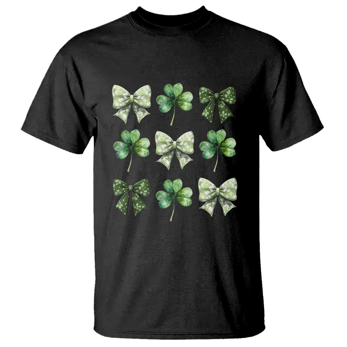 St Patricks Day Coquette Bow T Shirt Lucky Shamrock Aesthetic TS02 Black Print Your Wear