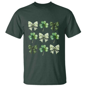 St Patricks Day Coquette Bow T Shirt Lucky Shamrock Aesthetic TS02 Dark Forest Green Print Your Wear