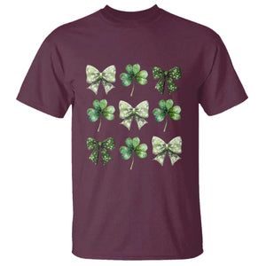 St Patricks Day Coquette Bow T Shirt Lucky Shamrock Aesthetic TS02 Maroon Print Your Wear