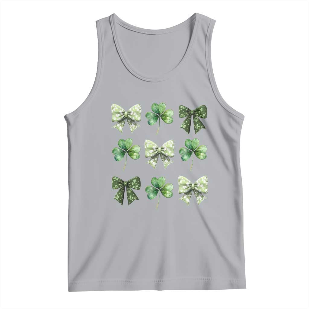 St Patricks Day Coquette Bow Tank Top Lucky Shamrock Aesthetic TS02 Athletic Heather Print Your Wear
