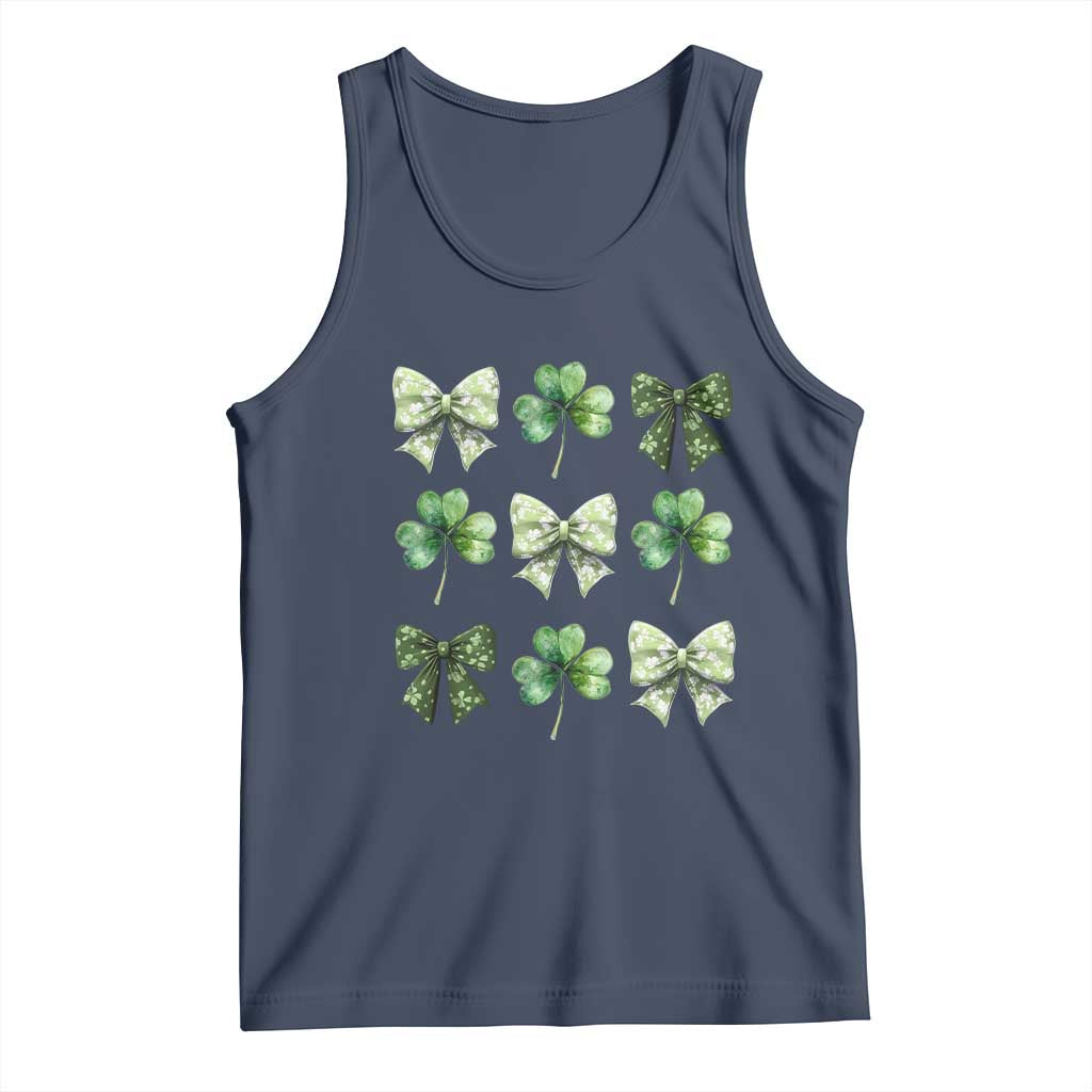 St Patricks Day Coquette Bow Tank Top Lucky Shamrock Aesthetic TS02 Navy Print Your Wear