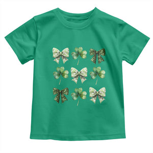 St Patricks Day Coquette Bow Toddler T Shirt Lucky Shamrock Aesthetic TS02 Irish Green Print Your Wear