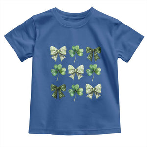 St Patricks Day Coquette Bow Toddler T Shirt Lucky Shamrock Aesthetic TS02 Royal Blue Print Your Wear