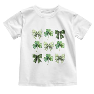 St Patricks Day Coquette Bow Toddler T Shirt Lucky Shamrock Aesthetic TS02 White Print Your Wear