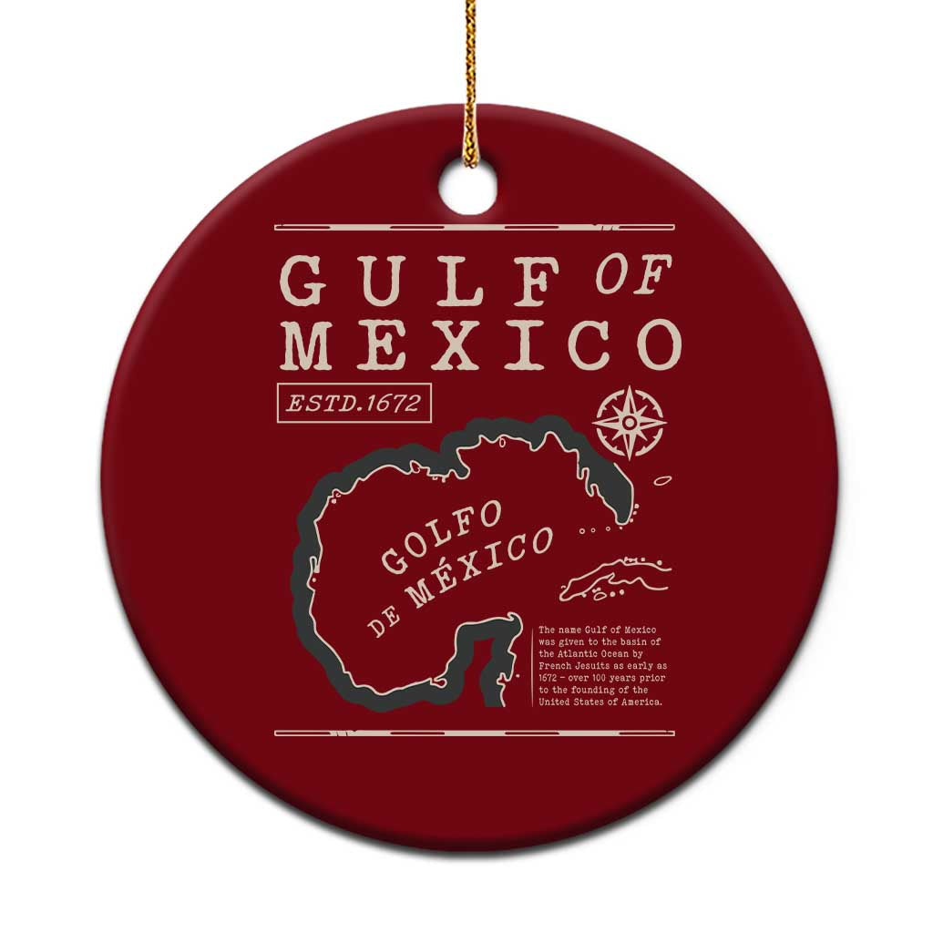 Gulf of Mexico Ceramic Ornament Golfo De Mexico Historic Map 1672 TS02 1pc Red Print Your Wear
