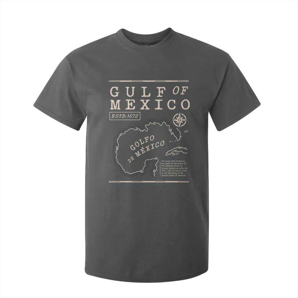 Gulf of Mexico T Shirt For Kid Golfo De Mexico Historic Map 1672 TS02 Dark Heather Print Your Wear