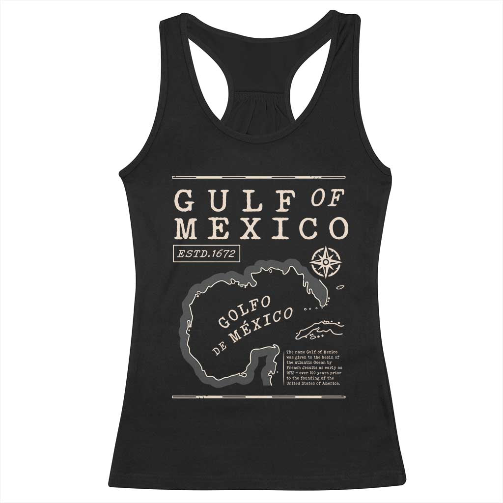 Gulf of Mexico Racerback Tank Top Golfo De Mexico Historic Map 1672 TS02 Black Print Your Wear