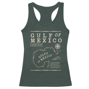 Gulf of Mexico Racerback Tank Top Golfo De Mexico Historic Map 1672 TS02 Dark Forest Green Print Your Wear