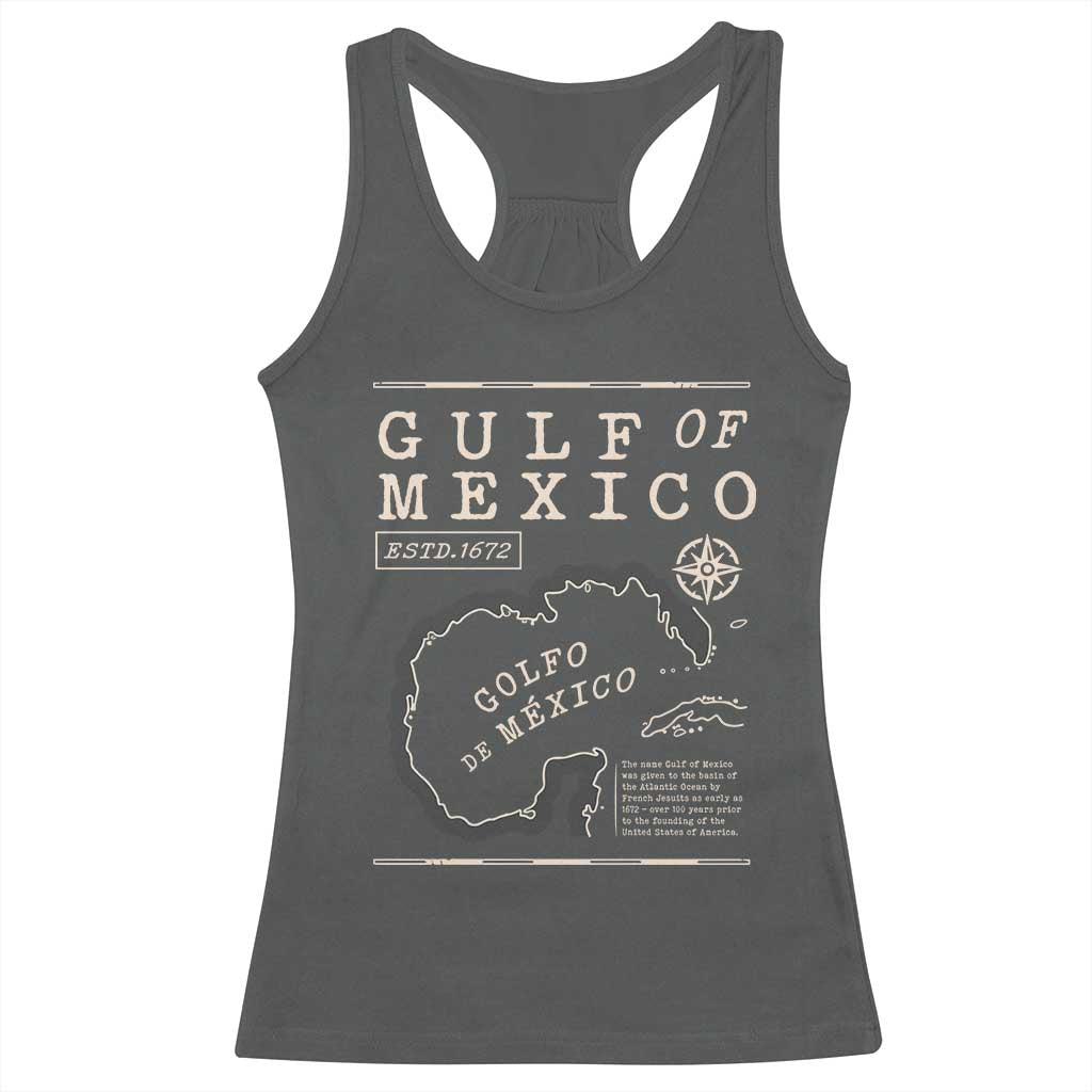 Gulf of Mexico Racerback Tank Top Golfo De Mexico Historic Map 1672 TS02 Dark Heather Print Your Wear