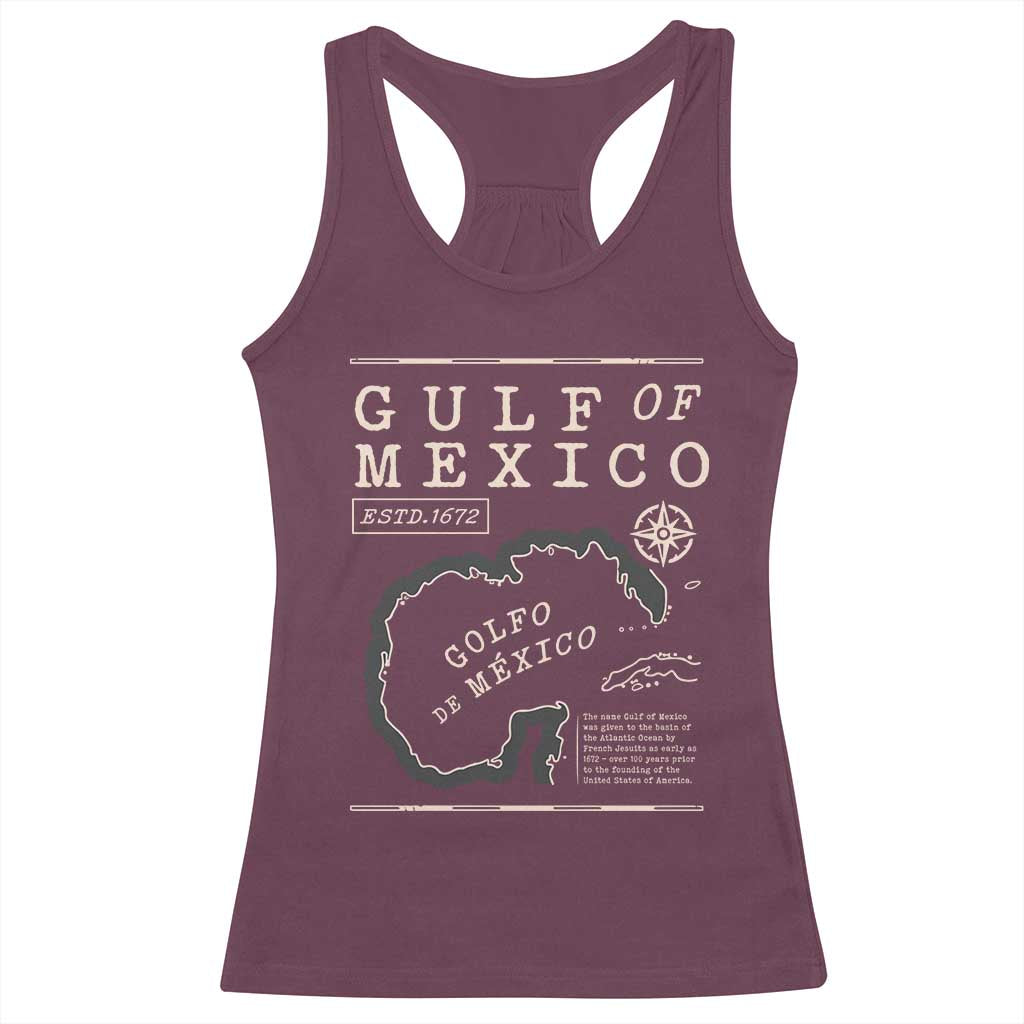 Gulf of Mexico Racerback Tank Top Golfo De Mexico Historic Map 1672 TS02 Maroon Print Your Wear