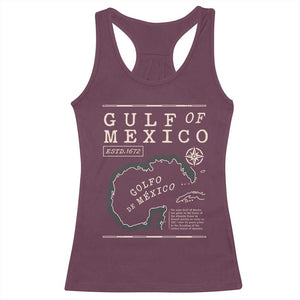 Gulf of Mexico Racerback Tank Top Golfo De Mexico Historic Map 1672 TS02 Maroon Print Your Wear